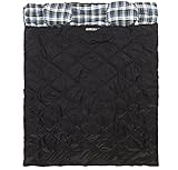 AIRCEE Double 2 Person Queen Size Flannel Liner Double Sleeping Bag With Pillows 15 Degrees (Black)