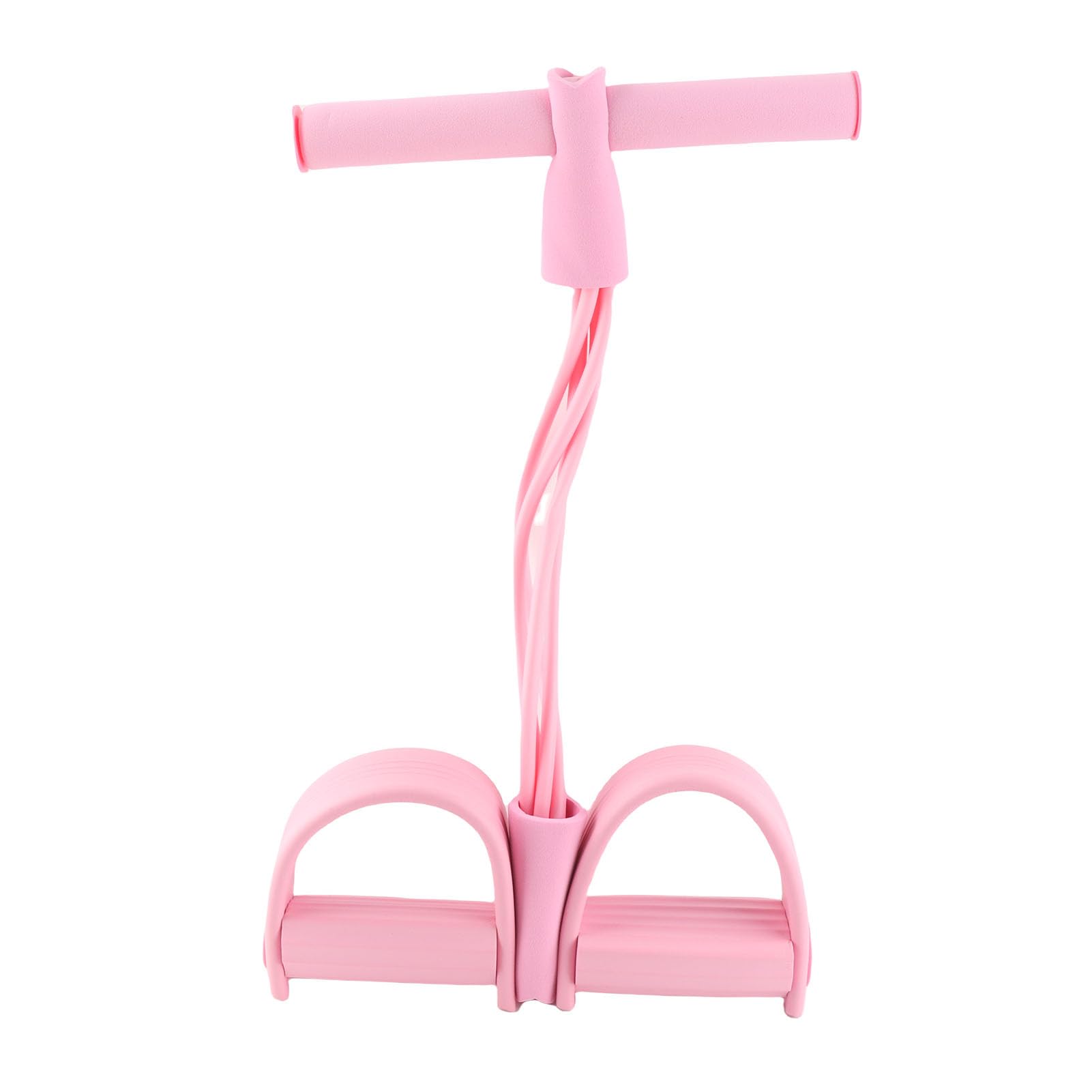 Drfeify Pedal Resistance Band, 4 Tube Elastic Pull Rope Sit Up Training Pedal Resistance Band Yoga Stretching Fitness Equipment(Pink)