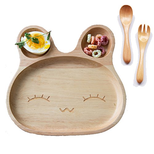 TAMUME Wooden Food Tray for Kids Children Wooden Dish Plate for Baby
with 3 Compartment Wooden Bowl Ideal for Children Breakfast Serving
Platter or Snack Container (Smiley)