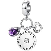 NanMuc Silver January BirthdayTeardrop Birth stone Heart Charm Bead fit Bracelets Love Family Mom Grandma Charms