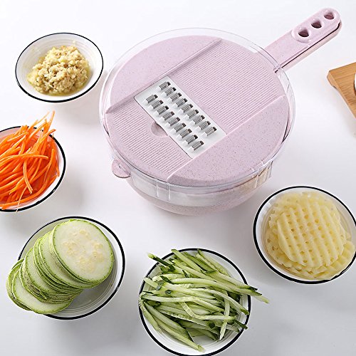 Vegetable Slicer-Adjustable Mandoline Kitchen Slicer with Stainless Steel Blades-8 in 1 Julienne Slicer with Food Storage and Filter Basket,Vegetable Cutter,Grater For Cheese,Potatoes,Onion,Zucchini - Thumbnail 7