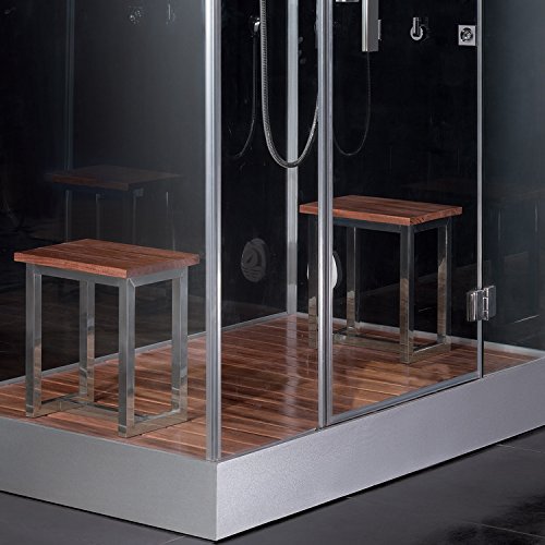 Ariel Platinum DZ961F8-BLK-R Steam Shower in Black with Right Side Drain and Plumbing Fixtures
