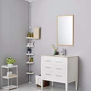 Jh Estante de baño Vertical, Triangular, sin Perforaciones, Estante de