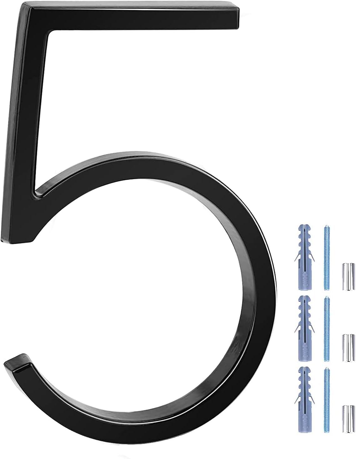 Address Signs - CACAKEE House Number, Black Floating 5 Inch Address Numbers, Modern House Numbers Sign for Home Decoration, Number 5 (Five)