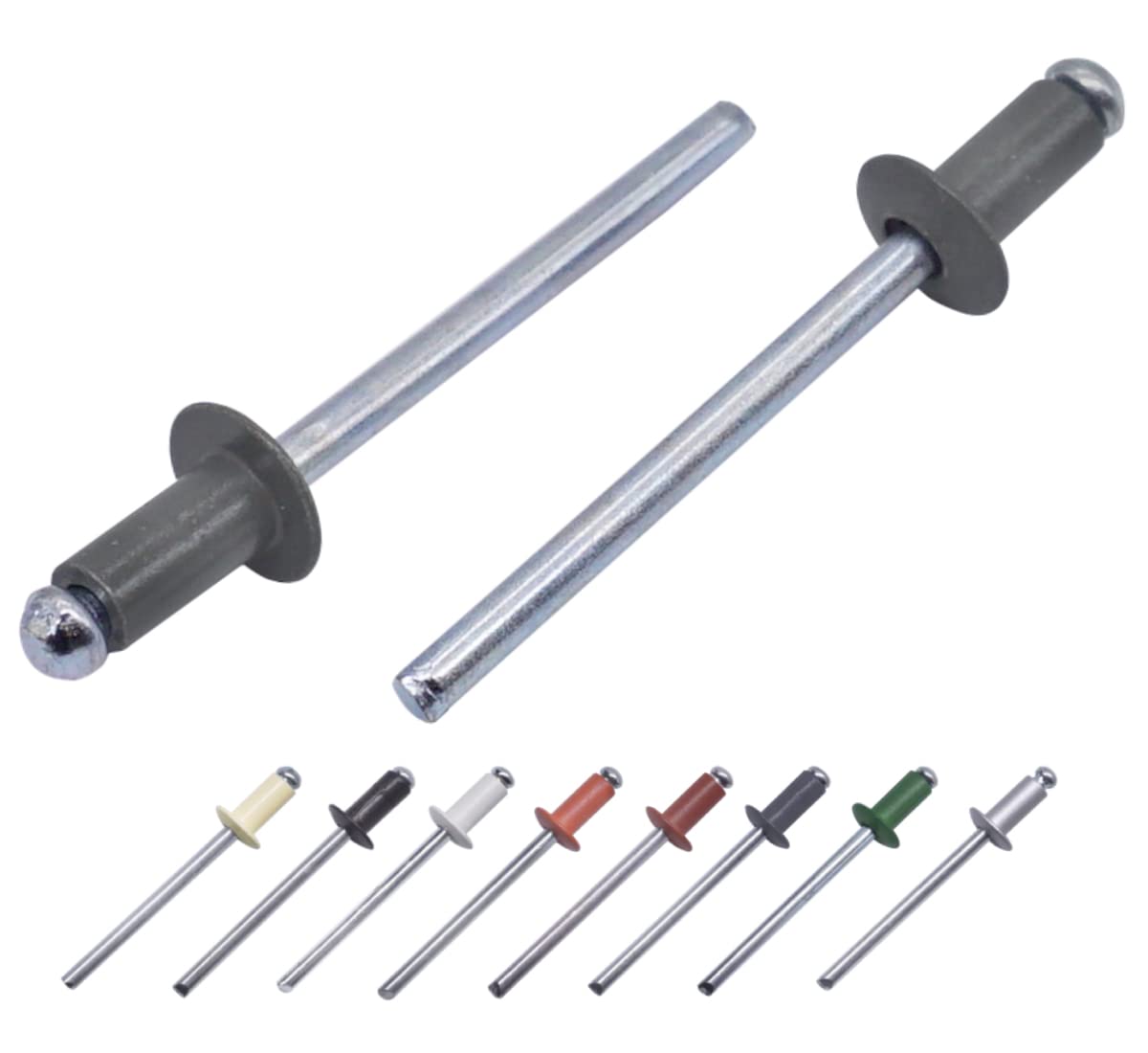 (Pack of 100 pcs) Painted Blind Rivets 4.0 x 8 mm, Dome Head, DIN 7337, Aluminum Rivet and Steel Mandrel, Pop Rivets (100, Tarpaulin Grey RAL 7010)