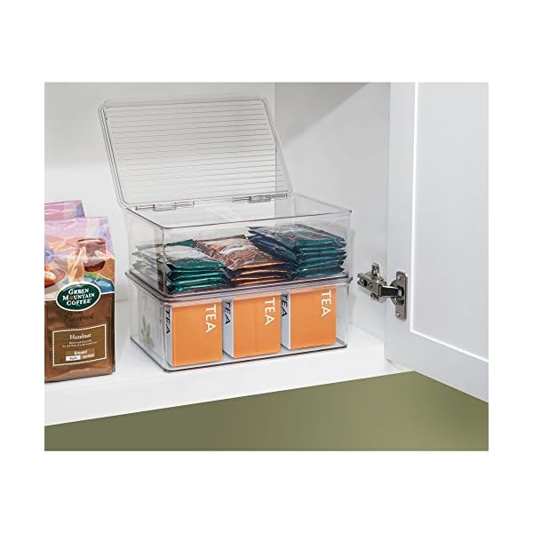 iDesign-63132-Kitchen-Binz-Stackable-Box-1825cm-x-2725cm-x-95cm-Clear iDesign Stackable Storage Box for Kitchen, 18.25cm x 27.25cm x 9.5cm, Clear, 63132