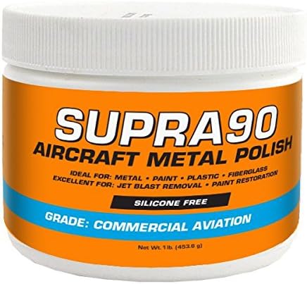 Supra90 Aircraft Metal Polish (1lb) for Airplane Painted Surfaces - Removes Jet Blast & Fuel Stains - Meets Requirements of Boeing and Airbus - Minimal Sling - Low Odor