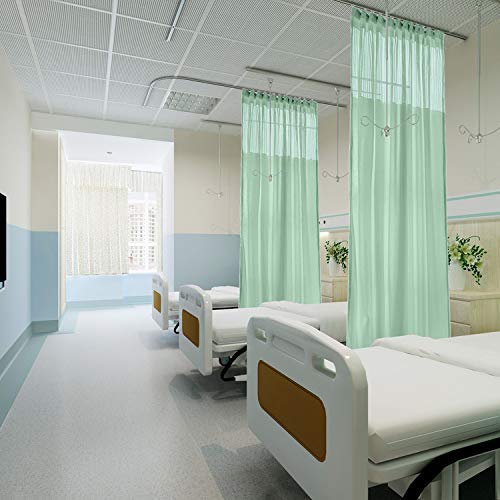 TWOPAGES 5ft Wide x 7ft Tall Pinch Pleated Medical Curtains Privacy Hospital Cubicle Curtain (1 Panel,Green)