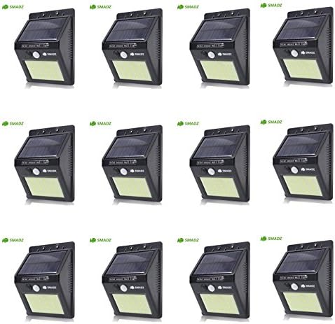 SMADZ SL11 Solar Motion Light 16 LEDs Auto On/Off Security Wireless for Outdoor Garden Wall Fence StepDriveway Stairs Gutter Yard Patio Pool (White light, 12-Pack)