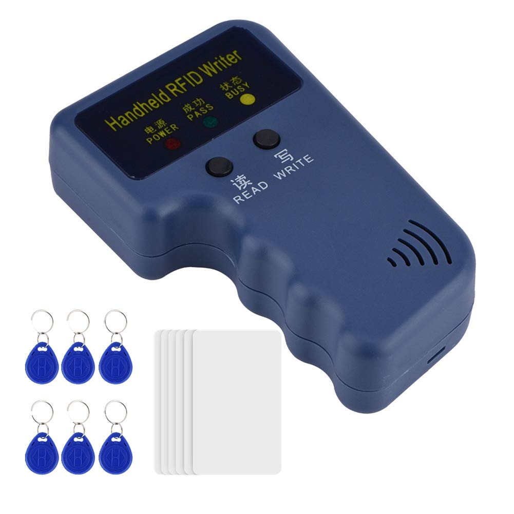 Eboxer 125khz RFID Reader Writer RFID Card Copier EM4100 EM410X Handheld RFID ID Card Duplicator with with 6 ID Cards and Tags, for for Community, School, Office, etc