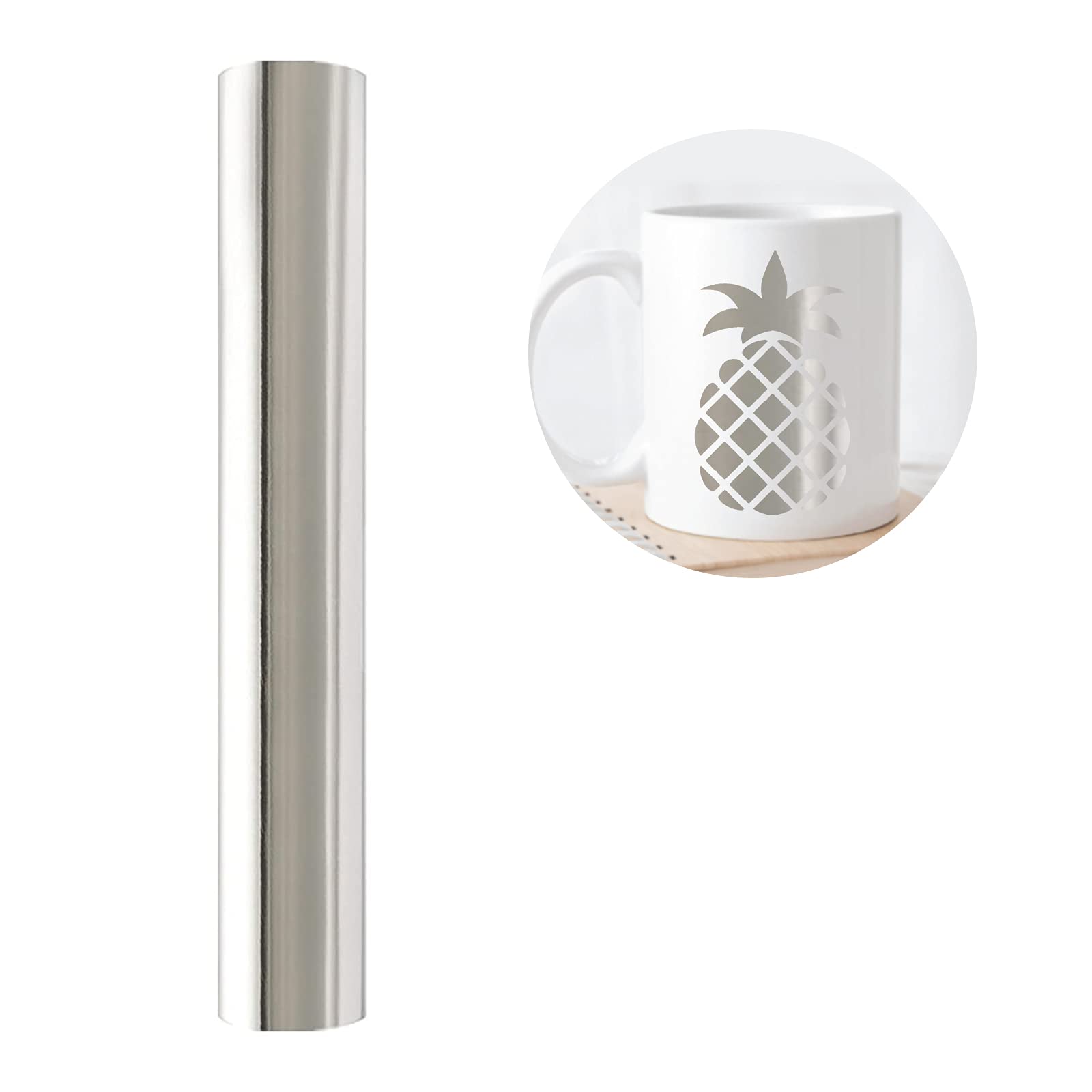 IModeur Glossy Silver Vinyl Roll, 30.5 x 458 cm Silver Permanent Vinyl for Cricut, Metallic Permanent Vinyl for DIY Gifts, Birthday Party, Christmas Decoration