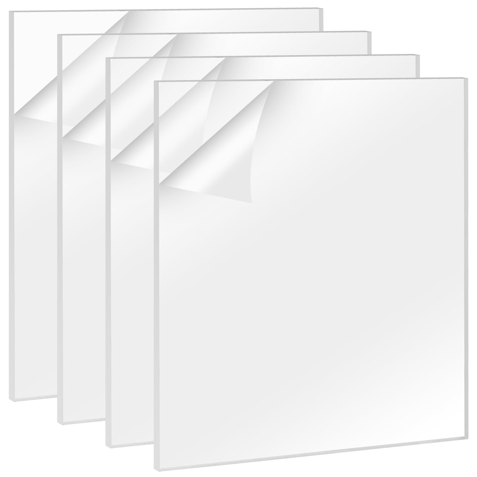 KEILEOHO 4 PCS 300 x 300mm Clear Acrylic Sheet, 6mm Plastic Sheets, Thick Acrylic Boards for Painting, Printing, Picture Frame