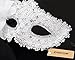 Coxeer Masquerade Mask for Women Mardi Gras Mask with Flower (White)