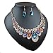XARAZA Crystal Glass Water Droplets Large Stones Necklace and Stud Earrings Set for Women (Muticolor)