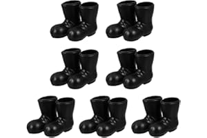7 Pairs Mini Boots Black Boots Black Ankle Mini Houses Santa Boot Santa for Crafts Micro Scene Plastic Shoes Small