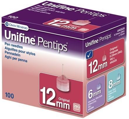 Unifine Pentips - 29G x 12MM Pen Needles - Box of 100