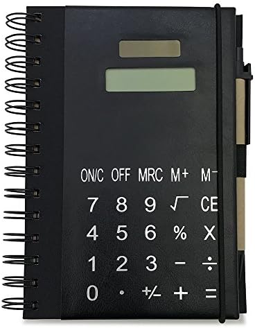 KHHK Multifunctional PU Leather Business Spiral Notebook B5 Memo Diary Book With Calculator, Card Slot, Sticky Memo Notes and Ballpoint Pen 7"(7 x5 x 3/4 Inchs) Personal Organizer