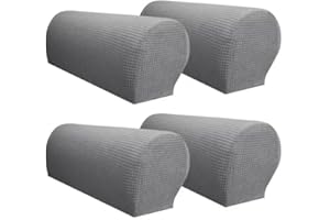 Yogsey Arm Rest Covers Arm Slipcovers Stretch Armchair Arm Covers Soft Polyester Arm Caps Non Slip Furniture Protector for Chair, Sofa, Couch Pack of 4 (Light Grey)