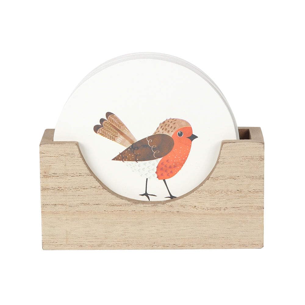 Charming Multicolor Garden Robin Coaster Set - 9.5cm x 11cm (Set of 4) - Premium Material, Unique & Eye-catching Design - Perfect Gift Idea & Kitchen Decor