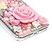 Mavis's Diary iPhone X Case, iPhone Xs Case, Full Edge Protective Plastic Case, 3D Handmade Crystal Clear Bling Diamonds Shiny Rhinestone Pearl Pink Soft Peach Blossom Hard PC Cover for iPhone X/XS