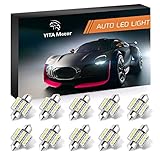 YITAMOTOR 10 Pcs 31mm 1.25 Inch 3528 12SMD 12V Festoon Dome Light LED Bulbs De3175 De3021 De3022 3175