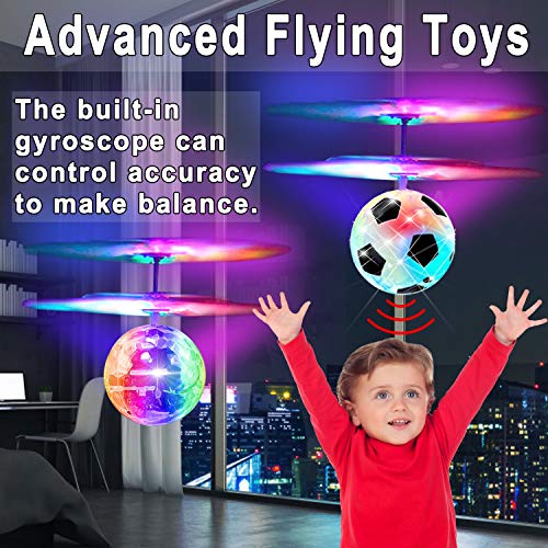 2 Pack Flying Ball Toys, RC Flying Toys for Kids Boys Girls Xmas Holiday Birthday Gifts Remote Control Drone Helicopter Rechargeable Light Up Ball Infrared Induction RC Drone Toy