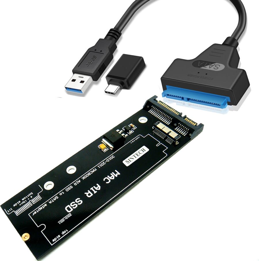 Sintech SATA Adapter Card with Usb SATA Cable,Compatible for 18pin SSD From 2010-2011 Macbook AIR A1369 A1370 A1377
