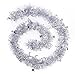iPEGTOP 3 Pcs 6.5 Ft Christmas Tinsel Garland, Sparkle Holiday Party Ceiling Tree Decorations Star Moon Hanging Ornaments, Silver