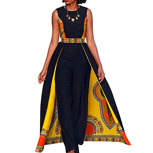 Women's AfricanTraditional Jumpsuit Sleeveless Outfit Rompers