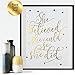 Inspirational Wall Art Decor Gifts for Women Mom Contemporary Artwork Metallic Art Prints Quote Wall Decor Poster Handmade 8 x 10 Modern Art Wall Decor - She believed She Could So She Did - Gold foil