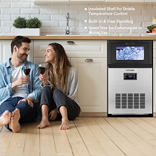 VINERIE Commercial Ice Maker Machine, 100lbs/24H, ETL Approved, Clear