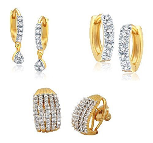 youbella combo of trendy american diamond earrings for women
