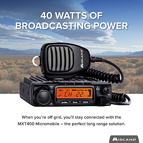 Midland MXT400 40 Watt GMRS MicroMobile Two Way Microphone Radio