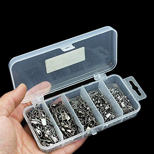 mohito 100 Stück Angeln Connector,Rolling Angel Barrel mit Kugellagerwirbel, Kugellager Edelstahl Lure Stecker für Outdoor Salzwasser,mit Kunststoff Box – Bild 5