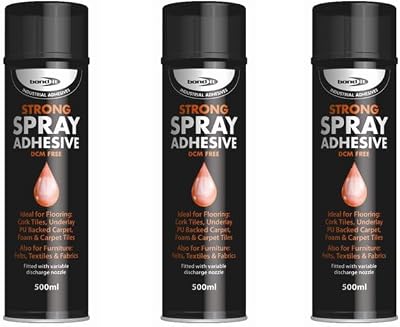 Bond It 3 Tins 500ml Contact Adhesive Spray Glue Super Strong Carpet Tiles