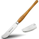 UF-SHARP 1.5 inch Left Side Curved Scraper, M2 Cryo High Speed Steel Wood Turning Tools with Beech Wood Handle