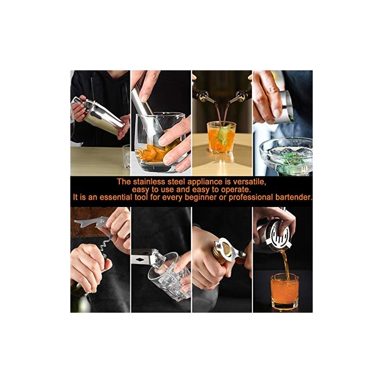 Gomyhom Cocktail Set Cocktail Shaker, Edelstahl Cocktail Mixer Geschenk