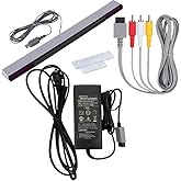 PEGLY 3-1 Wii AC Power Adapter + Composite Audio Video Cable and Wired Motion Sensor Bar Compatible with Nintendo Wii