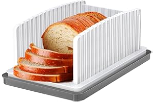 Jiarznh's new bread slicer features adjustable width bread slicing rails and a gray crumb tray, suitable for homemade bread a