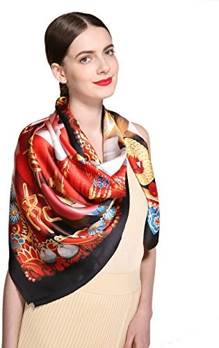 Jeelow 100% Luxurious Mulberry Silk Extra Large Square Scarf Shawl Wrap Scarfs For Women 16 Mommes 43in Evening Dresses