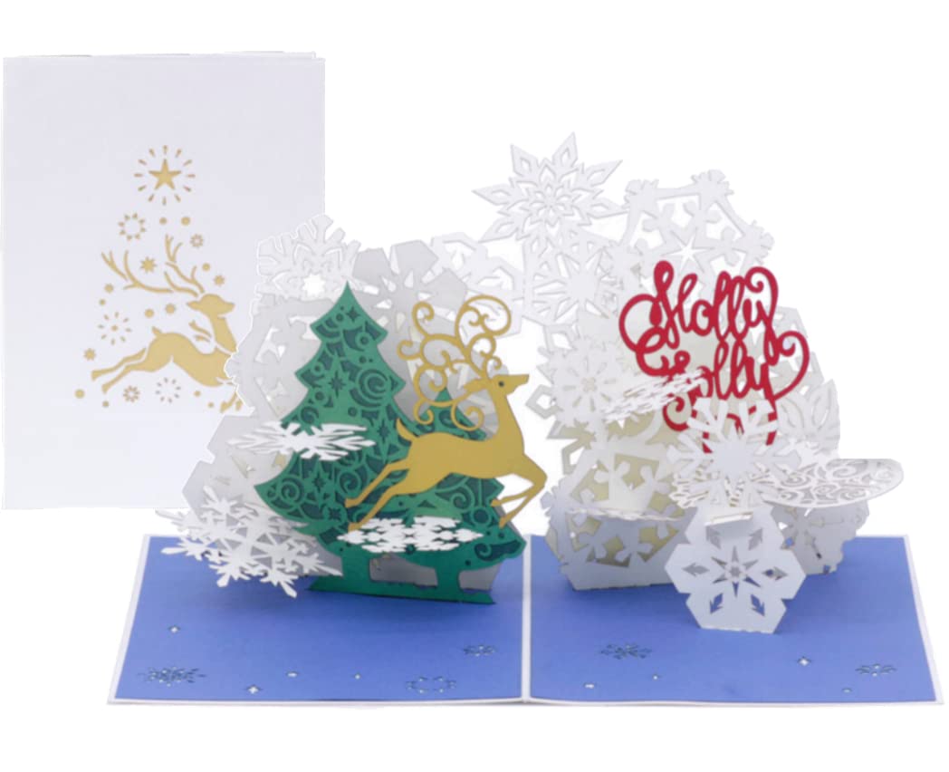 PopLife® Holly Jolly Holiday Pop Up Card - Handmade 3D Holiday Greeting, Blank Merry Christmas Note, Small Stocking Present for Friends and Family, Naughty or Nice