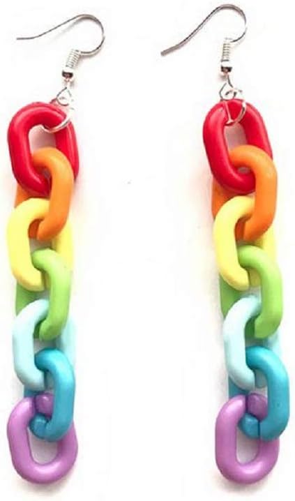 Chain Earrings Rainbow Resin Acrylic Earrings Cool Weird Transparent Color Earrings for Women Girls