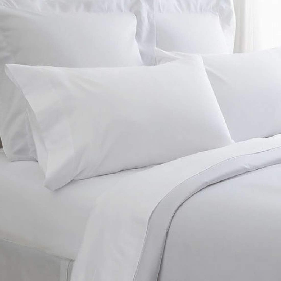 Thaisan7, 12 king size white hotel flat sheet T250 series percale hotel 108x110 cotton