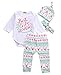 Baby Boys Girls Toddler 4pcs Christmas Set Bodysuits Leggings Headband Cap Outfits (0-3M)