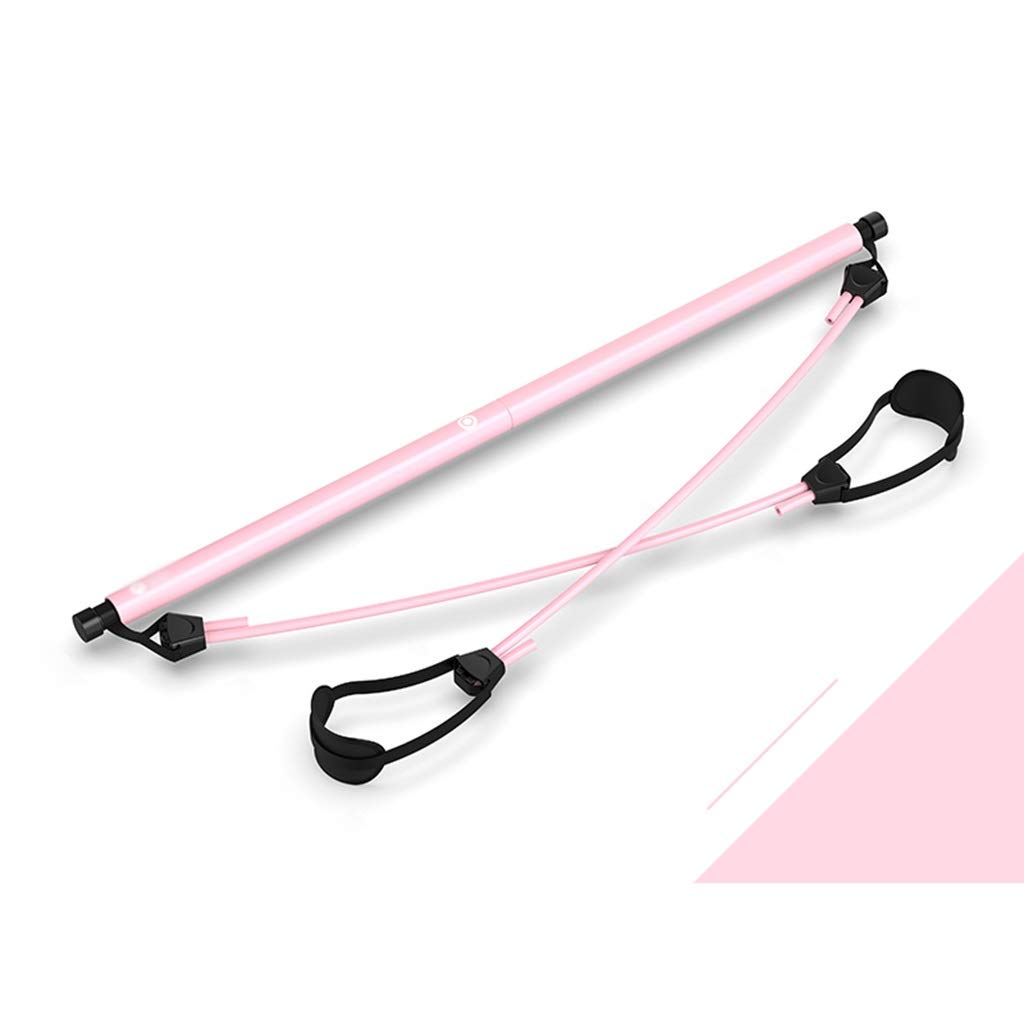 Yoga Portable Pilates Stick Home Sports Equipment Fitness Rally Female Weight Loss Fitness Elastic Rope LMMSP (Color : Pink)