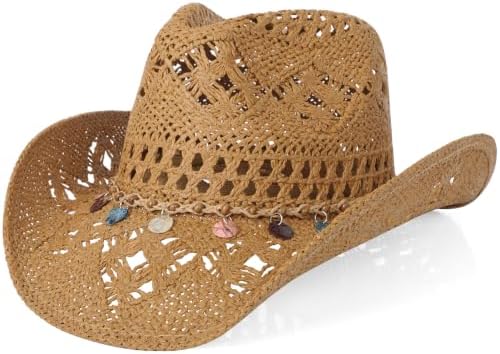 San Diego Hat Company Women's Crochet Raffia Cowboy Hat with
