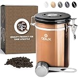 OPUX Coffee Canister | Stainless Steel Airtight Coffee Container with Scoop | Coffee Storage for Coffee Beans, Ground, Tea with Co2 Valve and Date Tracker | Coffee Jar (21 oz Copper)
