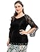 Chicwe Women's Lined Plus Size Floral Lace Tunic Top With Bell Sleeves 1X-4X
