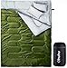 Ohuhu Double Sleeping Bag for Adults with 2 Pillows, Queen Size Two Person Sleeping Bag for Camping Hiking Backpacking 2 Person Sleeping Bags for Cold Weather & Warm (Green)