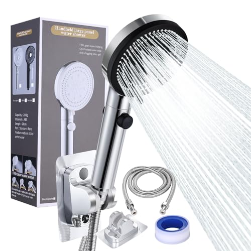 LETOUR Stainless Steel Handheld Shower Head Set, 5.12in, 3 Spray Settings Wall-Mounted ABS Chrome Finish with Silicone Nozzles – Ideal for Hotels & Home Bathrooms